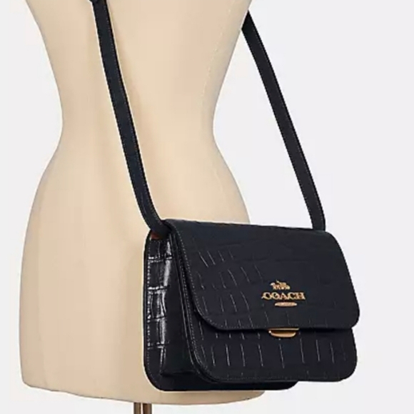 Coach Croc Embossed Brynn Crossbody Navy Style C5631 - Picture 3 of 15